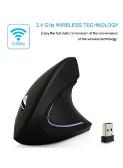 Excefore Rechargeable Ergonomic Wireless Mouse, 2.4G USB Optical Vertical Mouse with 3 Adjustable DPI 800/1200/1600 Levels 6 Buttons for Computer, Laptop, PC, MacBook (Black)  - Image 5