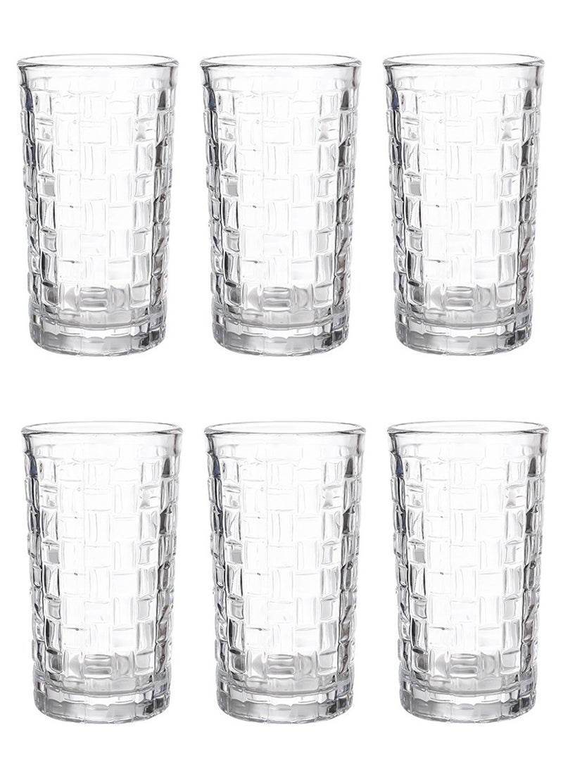 طقم زجاج عالي البورسليكات، مجموعة من ستة قطع، نمط منسوج من Tengman، لمشروبات القهوة والشاي الباردة، 340 مل - Image 1