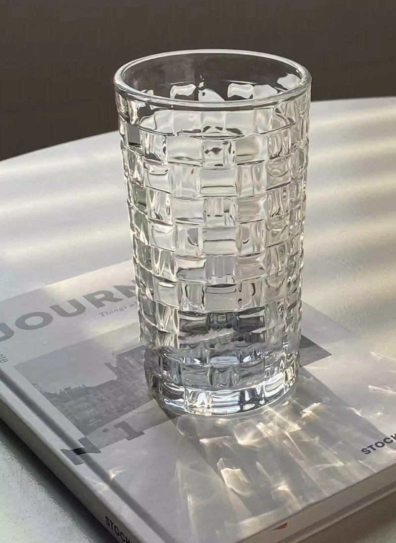 طقم زجاج عالي البورسليكات، مجموعة من ستة قطع، نمط منسوج من Tengman، لمشروبات القهوة والشاي الباردة، 340 مل - Image 5