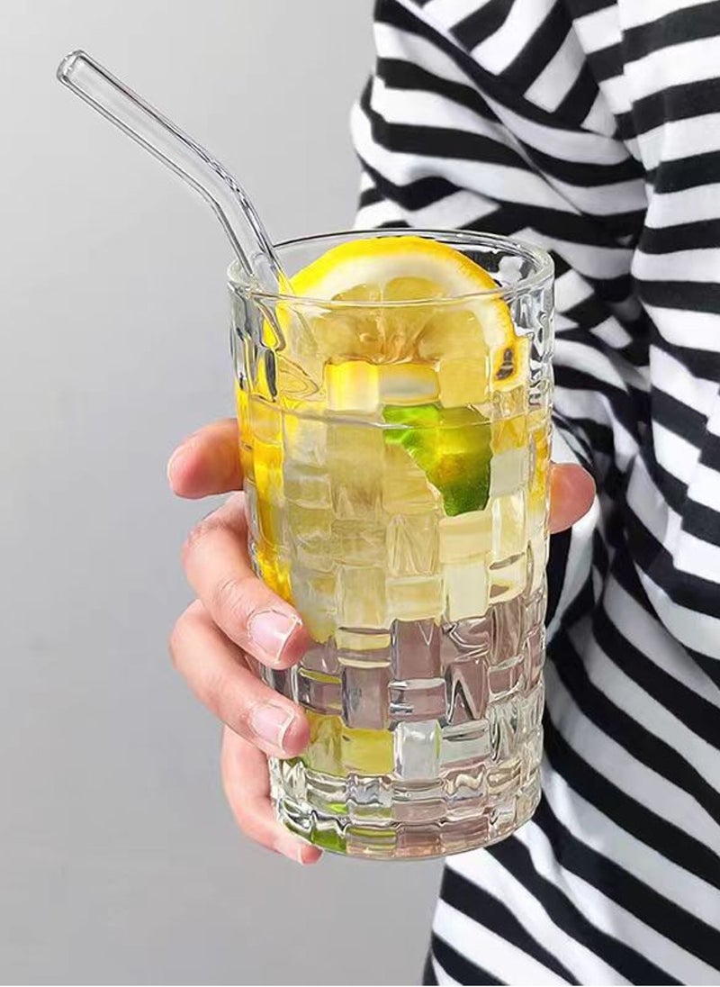 طقم زجاج عالي البورسليكات، مجموعة من ستة قطع، نمط منسوج من Tengman، لمشروبات القهوة والشاي الباردة، 340 مل - Image 3