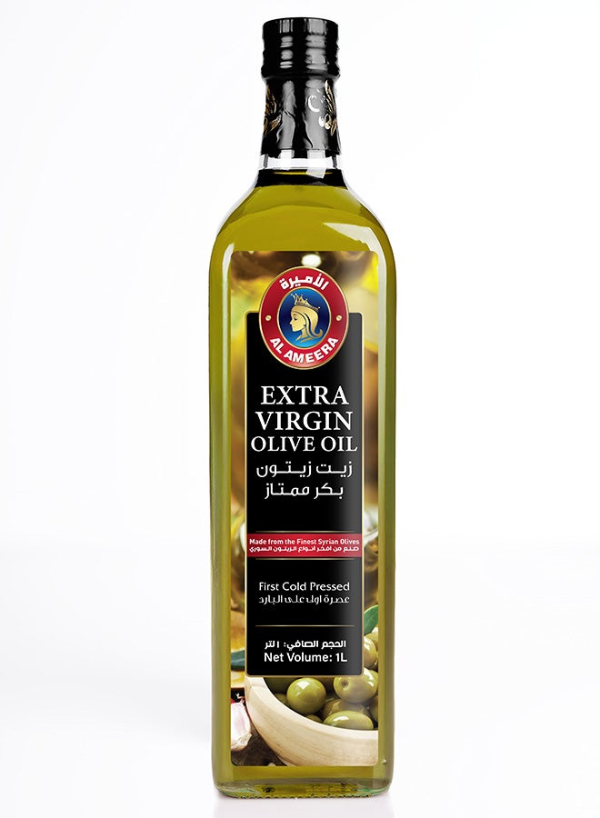 Al Ameera Syrian Extra Virgin Olive Oil 1L Glass Bottle | Cold Extracted | First Press | Ideal for Cooking & Dressing - Image 1