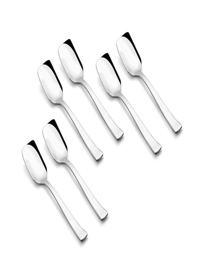 VishList Ice Cream Spoon Stainless Steel Set of 6 Icecream Spoons, Silverware Spoon Set, Dinner Spoon 13.5 cm, Food Grade Silverware for Home & Kitchen, Durable Stylish - Image 1