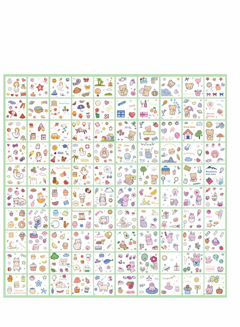 Excefore Kawaii Stickers Set - 100 Pcs Small Pieces Cute Cartoon Animal Cat Bear Duck Rabbit Scrapbook Sticker for Bullet Journaling Scrapbooking Album Planners Junk Notebook Decorative Kid DIY Arts Crafts - Image 3
