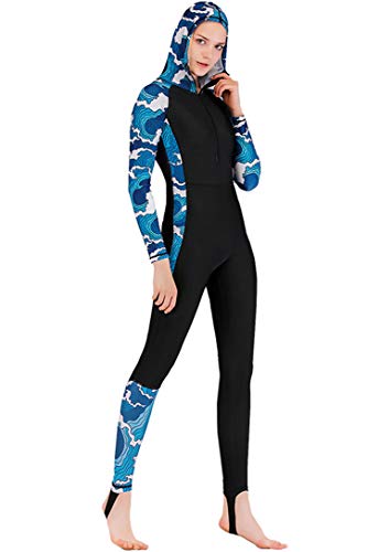Micosuza Full Body One Piece Swimsuit Hooded Long Sleeves for Women - Image 2