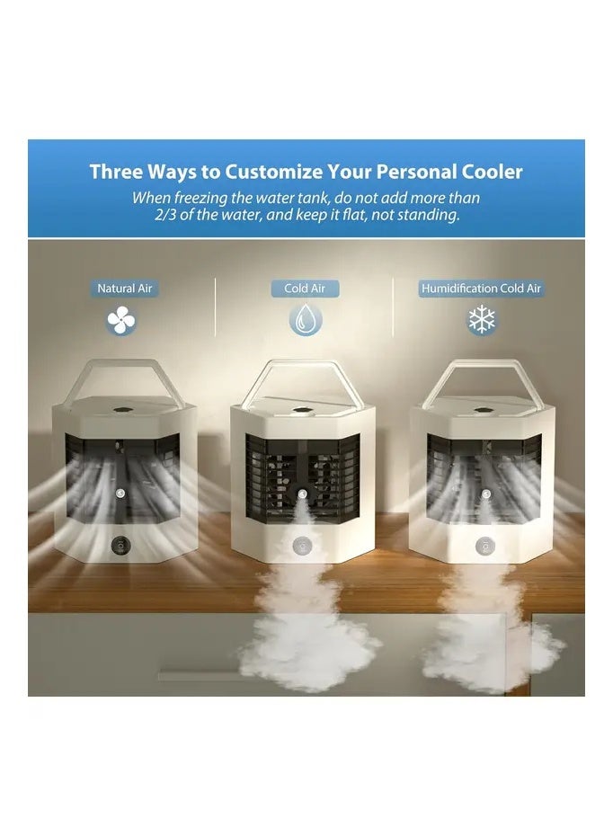 KRWAN Portable Mini Air Cooler Fan 3-in-1 Personal Air Conditioner, Humidifier and Air Purifier with Water Tank, Ice Container - Image 5