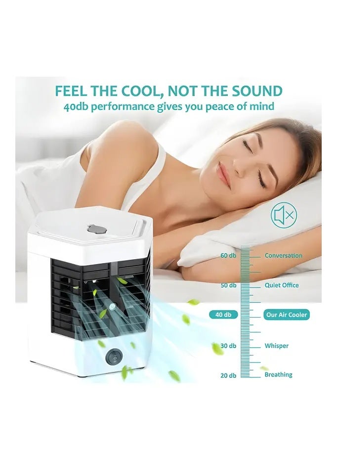 KRWAN Portable Mini Air Cooler Fan 3-in-1 Personal Air Conditioner, Humidifier and Air Purifier with Water Tank, Ice Container - Image 3