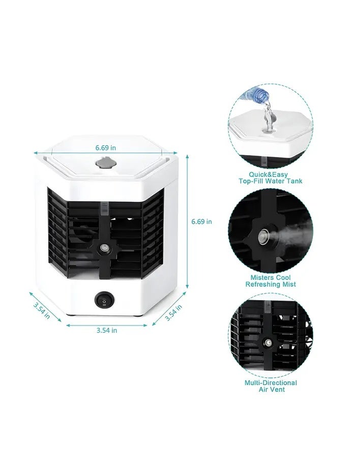 KRWAN Portable Mini Air Cooler Fan 3-in-1 Personal Air Conditioner, Humidifier and Air Purifier with Water Tank, Ice Container - Image 4