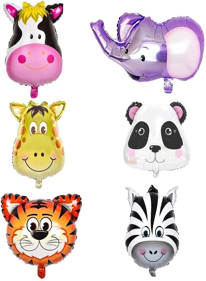 Secret Jungle Animal Head Balloons 6 pcs Foil Balloon Animals,Animal Balloons
