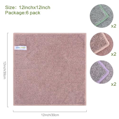 SINLAND Microfiber Face Towels Ultra Soft Facial Washcloths Face Cloth for Bath 12Inch x 12Inch 6 Pack - Image 2