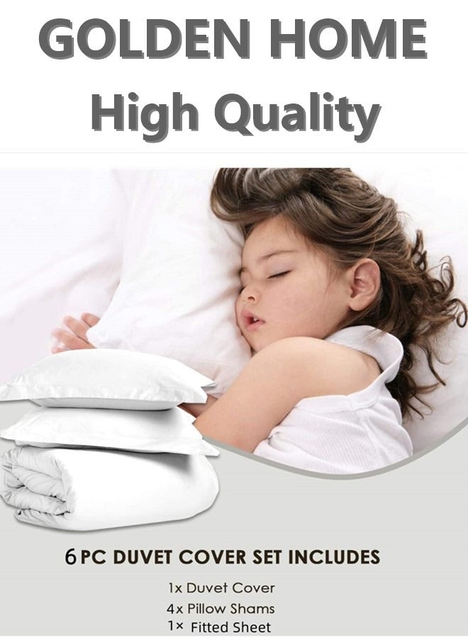 GOLDEN HOME 6 Piece King/Queen/Single size, striped pattern duvet cover set. set includes 1 Comforter Cover, 1 Fitted Bedsheet, 4 Pillowcases - Image 2