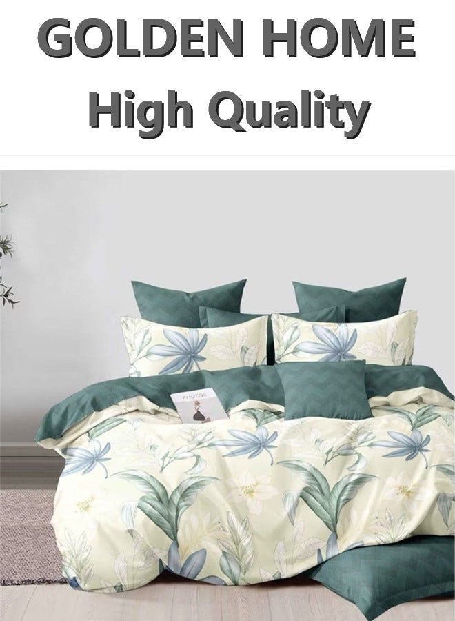 GOLDEN HOME 6 Piece King/Queen/Single size, striped pattern duvet cover set. set includes 1 Comforter Cover, 1 Fitted Bedsheet, 4 Pillowcases - Image 1