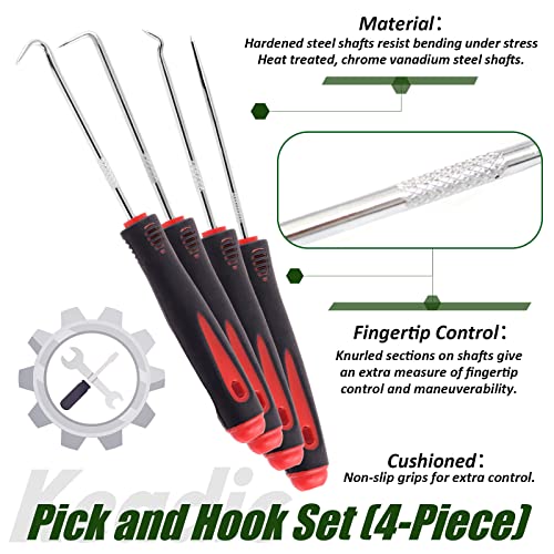 Keadic 8 Pcs 9" Heavy Duty External Snap Ring Pliers and Precision Hooks Set with Storage Bag, Circlip Pliers Set with Straight/Bent Jaw for Car Ring Hose Remover - Image 5