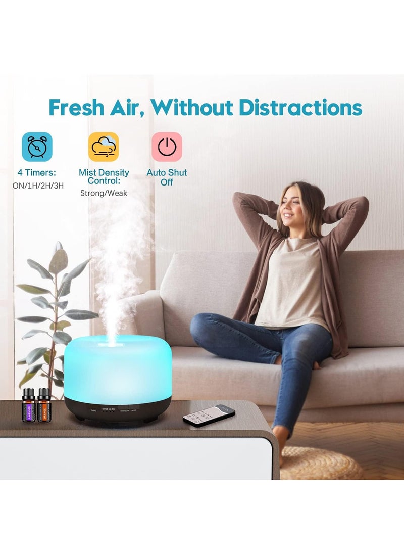 YOUGE - 1000ml Essential Oil Diffuser-Humidifier,Aroma Diffuser for Home with 7 Colors Light,Remote Control Auto Off Ultrasonic Cool Mist Diffuser-Air Diffuser for Large Room,Bedroom,Office(Light Wood) - Image 1