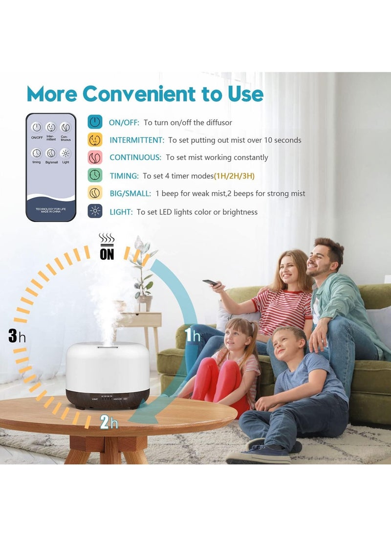 YOUGE - 1000ml Essential Oil Diffuser-Humidifier,Aroma Diffuser for Home with 7 Colors Light,Remote Control Auto Off Ultrasonic Cool Mist Diffuser-Air Diffuser for Large Room,Bedroom,Office(Light Wood) - Image 1