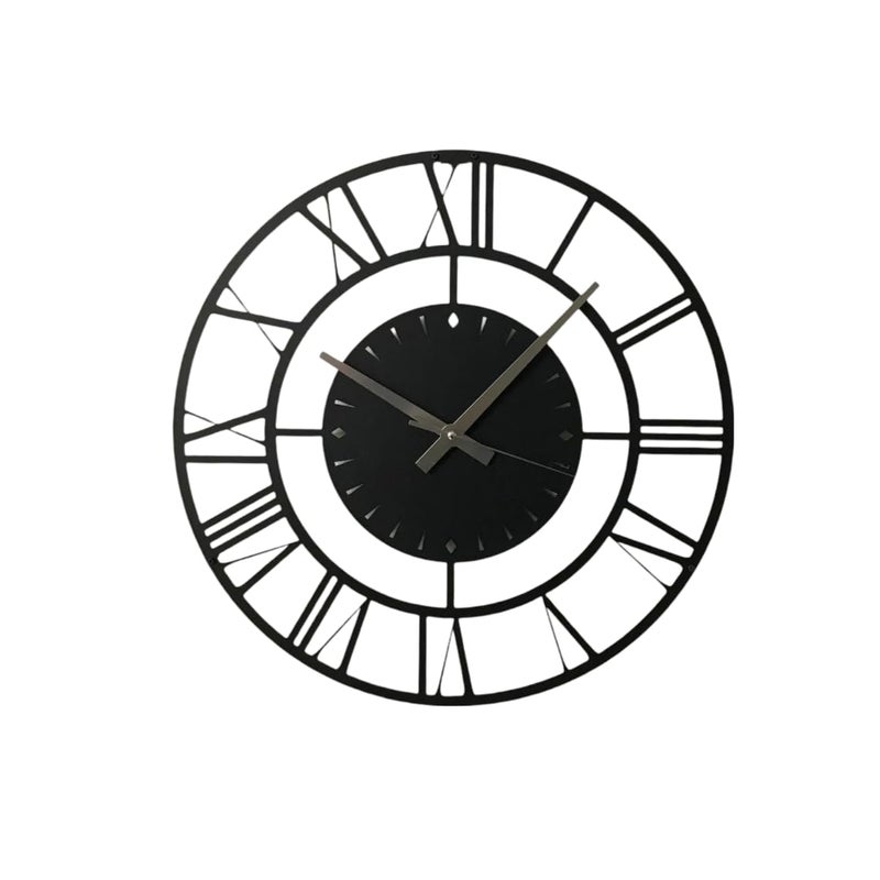 Reyox Metal Analog Wall Clock for Living Room Bedroom Wall Hanging Decor Metal SignHousewarming Gift AntiqueBig Size Black 40 CM DA29