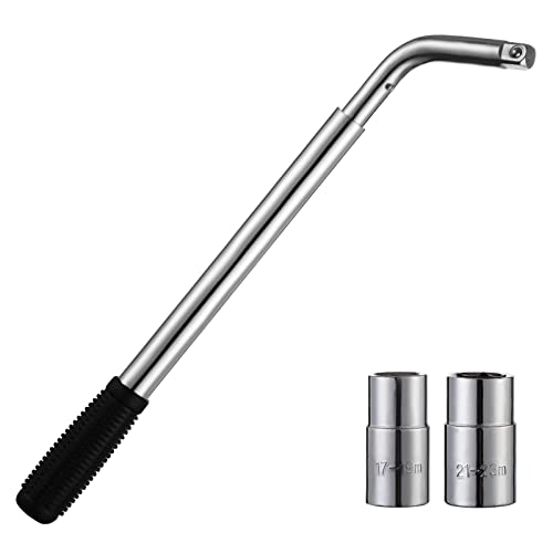HSEAMALL Telescoping Lug Wrench,Extendable Wheel Nut Wrench Universal Extending Tyre Spanner,Tire Repair Tool Wheel Brace Set for Car Van Truck Caravan (17mm, 19mm, 21mm,23mm Socket) - Image 1