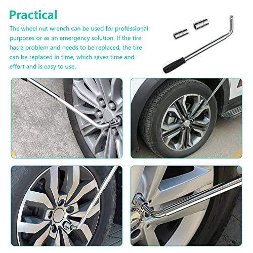 HSEAMALL Telescoping Lug Wrench,Extendable Wheel Nut Wrench Universal Extending Tyre Spanner,Tire Repair Tool Wheel Brace Set for Car Van Truck Caravan (17mm, 19mm, 21mm,23mm Socket) - Image 4