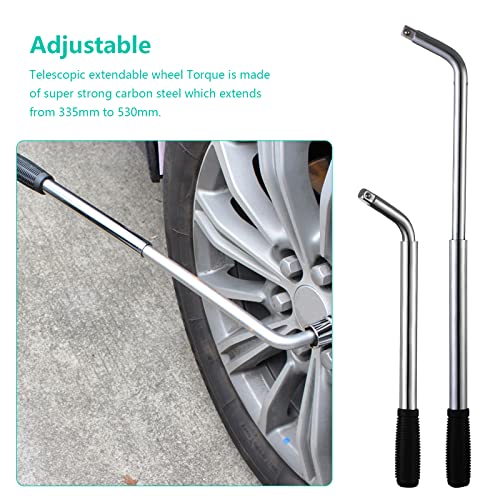 HSEAMALL Telescoping Lug Wrench,Extendable Wheel Nut Wrench Universal Extending Tyre Spanner,Tire Repair Tool Wheel Brace Set for Car Van Truck Caravan (17mm, 19mm, 21mm,23mm Socket) - Image 5