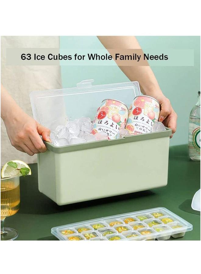 HOMESTAR 3 قطع صواني مكعبات الثلج للفريزر مع غطاء، قوالب سكب سهلة ودلو ومغرفة، 2 سم صانع شفاف، مصاصة - Image 3