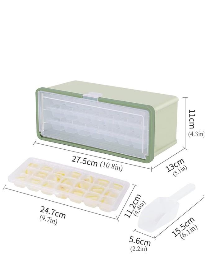 HOMESTAR 3 قطع صواني مكعبات الثلج للفريزر مع غطاء، قوالب سكب سهلة ودلو ومغرفة، 2 سم صانع شفاف، مصاصة - Image 2