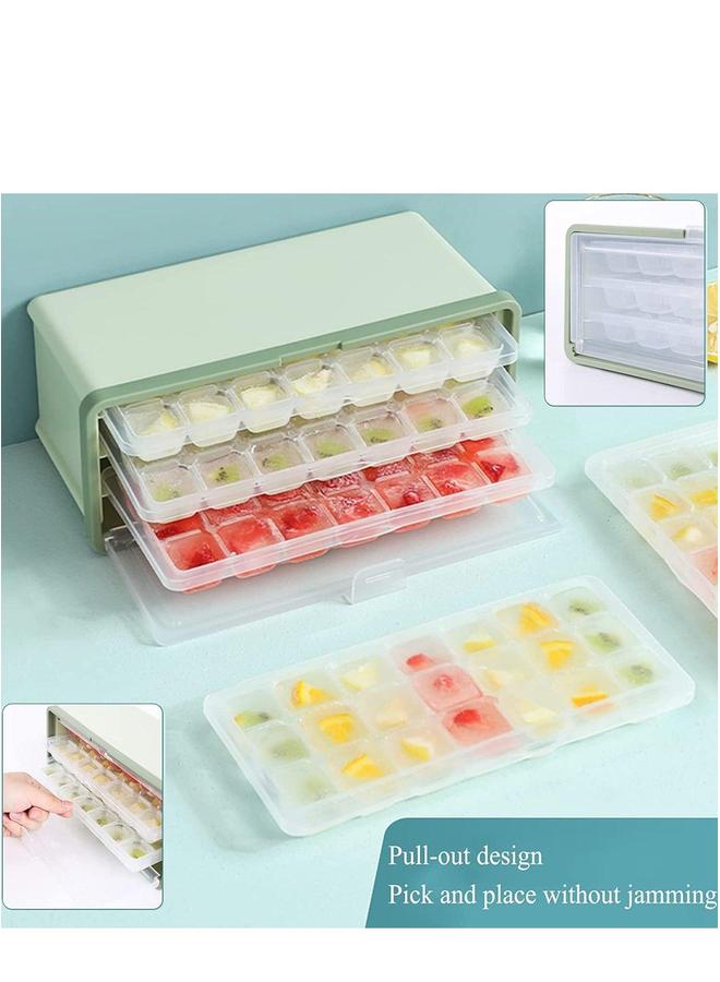 HOMESTAR 3 قطع صواني مكعبات الثلج للفريزر مع غطاء، قوالب سكب سهلة ودلو ومغرفة، 2 سم صانع شفاف، مصاصة - Image 4