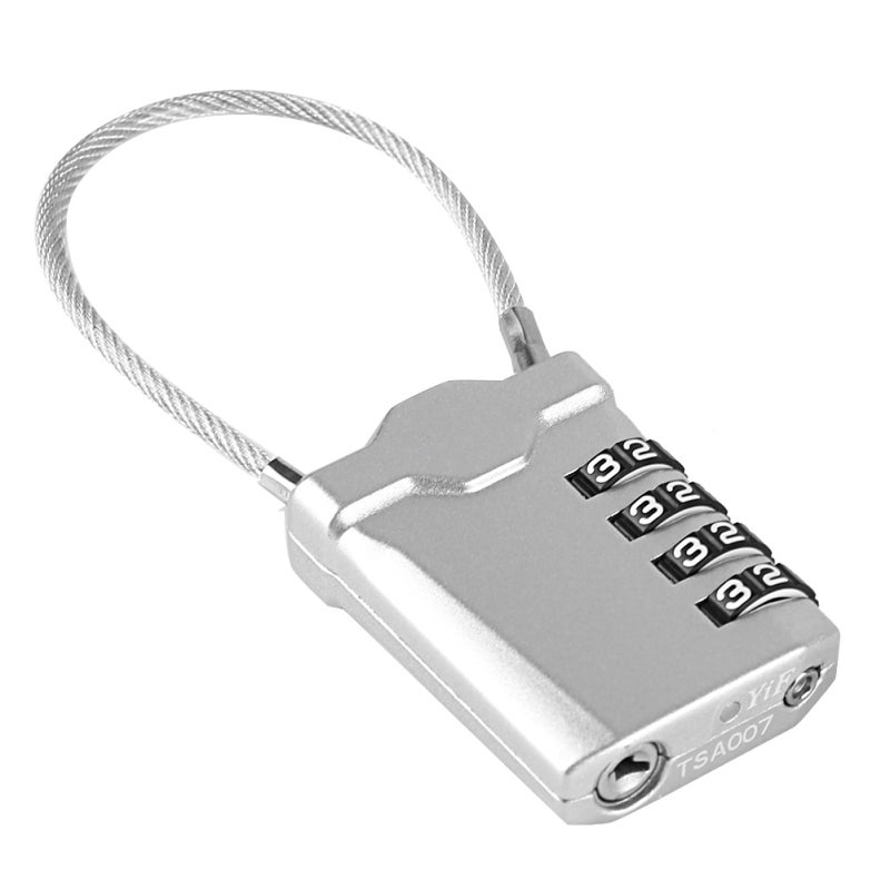 Tsa Approved Padlock: Silver Zinc Alloy, Resettable Combination, Tough Steel Wire Rope - Stylish Design, Mechanical Operation, Secure Luggage Lock for Travel Suitcases & Travelers - Image 3
