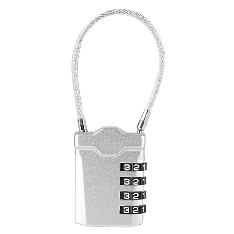 Tsa Approved Padlock: Silver Zinc Alloy, Resettable Combination, Tough Steel Wire Rope - Stylish Design, Mechanical Operation, Secure Luggage Lock for Travel Suitcases & Travelers - Image 1