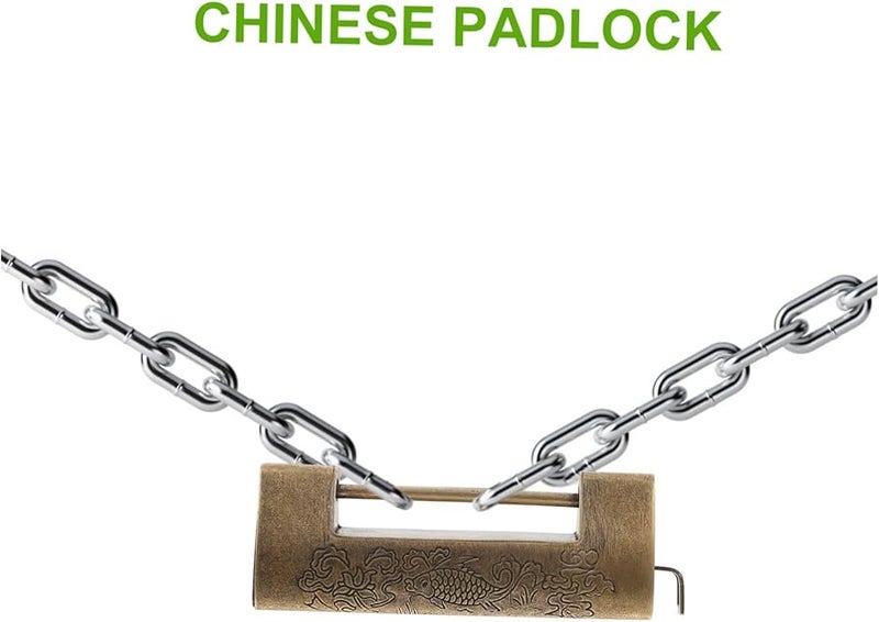 Vintage Engraved Retro Padlock Antique Wooden Box Lock Copper Material Chinese Design - Image 4