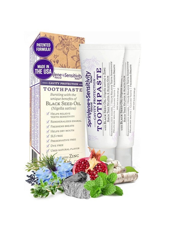 سبرين جين معجون أسنان سبرينجين الطبيعي لتخفيف حساسية الأسنان، بالفلورايد للأسنان الحساسة | معجون أسنان طبيعي لحماية الأسنان من التسوس | عبوة من قطعتين - Image 1