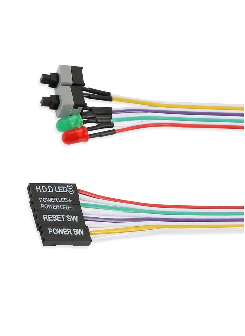 SYOSI - 8Pcs ATX Power Supply Switch Cable, 27 inch LED Light HDD Cable for PC Computer Motherboard, Computer Case Motherboard On/Off Reset Switch Line, Re-Starting Power SW Wire - Image 1