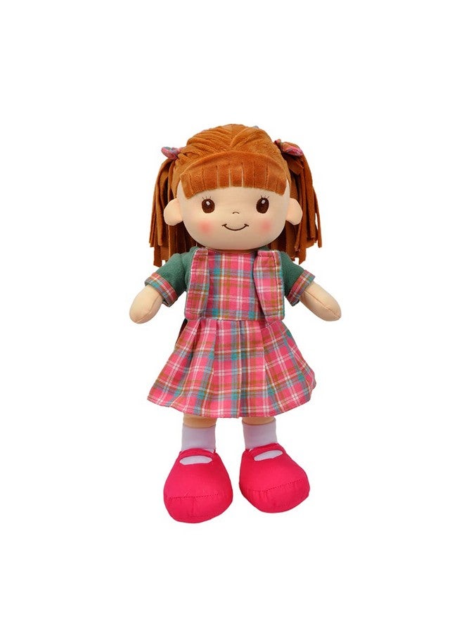 Linzy Toys, 16" Little Sweet Hearts Interactive Soft Plush Rag Doll, Embroidered Face & Removable Clothes (90959), Plaid  - Image 1