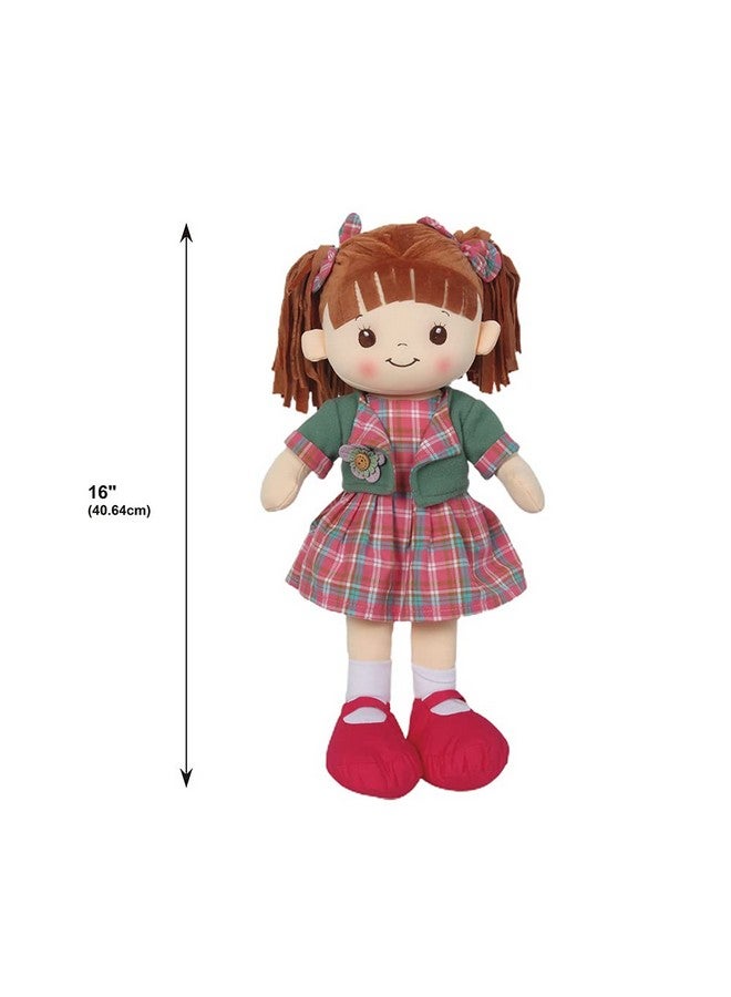 Linzy Toys, 16" Little Sweet Hearts Interactive Soft Plush Rag Doll, Embroidered Face & Removable Clothes (90959), Plaid  - Image 4