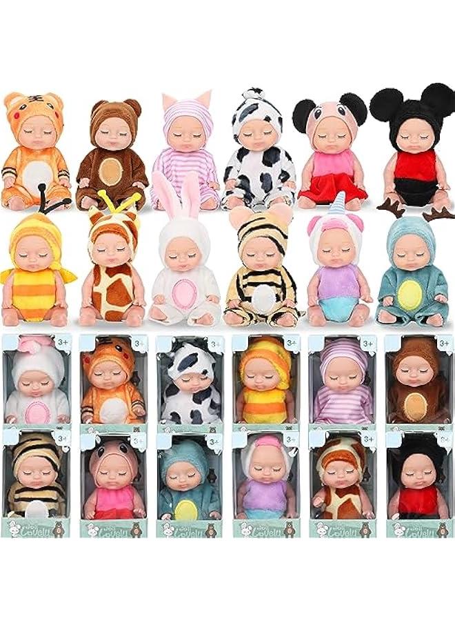 Adorable 12Pcs Mini Baby Dolls 4.5 Inch Lifelike Realistic Baby Toy Dolls Tiny Babies with Animal Clothes Cute Small Baby Doll for Kids Girls Boys Toddlers  Gifts - Image 1
