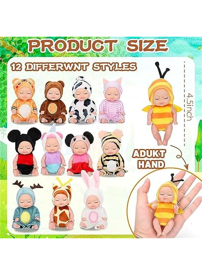 Adorable 12Pcs Mini Baby Dolls 4.5 Inch Lifelike Realistic Baby Toy Dolls Tiny Babies with Animal Clothes Cute Small Baby Doll for Kids Girls Boys Toddlers  Gifts - Image 2