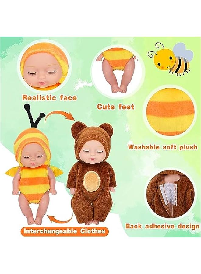 Adorable 12Pcs Mini Baby Dolls 4.5 Inch Lifelike Realistic Baby Toy Dolls Tiny Babies with Animal Clothes Cute Small Baby Doll for Kids Girls Boys Toddlers  Gifts - Image 4
