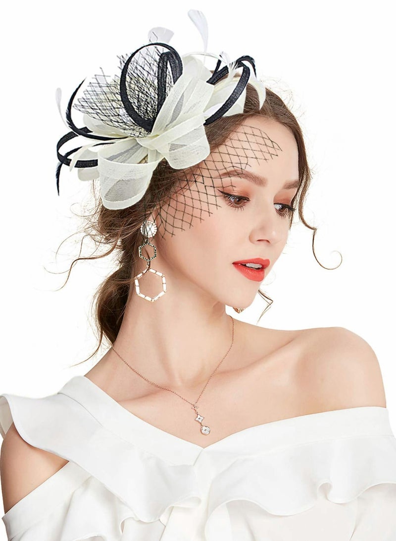 Excefore Fascinators Hat Flower Mesh Ribbons Feathers on a Clip Tea Party Headwear for Girls and Women - Image 1