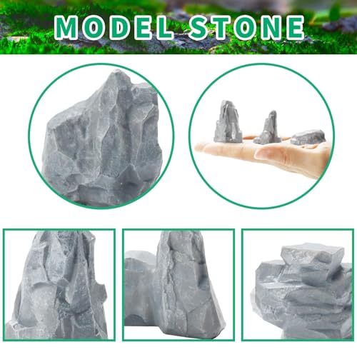 Warmtree 10 Pcs Diorama Rocks Fake Rock Miniature Stone Rock Statue for Diorama Supplies Micro Train Landscape Railway Sand Table Miniature Models Fairy Garden Accessories (Grey) - Image 4
