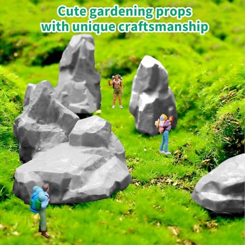 Warmtree 10 Pcs Diorama Rocks Fake Rock Miniature Stone Rock Statue for Diorama Supplies Micro Train Landscape Railway Sand Table Miniature Models Fairy Garden Accessories (Grey) - Image 3