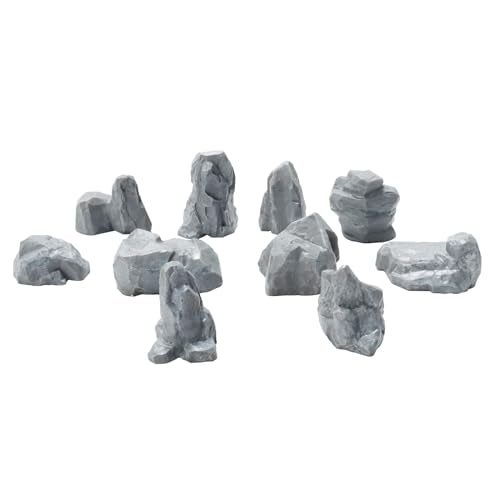 Warmtree 10 Pcs Diorama Rocks Fake Rock Miniature Stone Rock Statue for Diorama Supplies Micro Train Landscape Railway Sand Table Miniature Models Fairy Garden Accessories (Grey) - Image 1