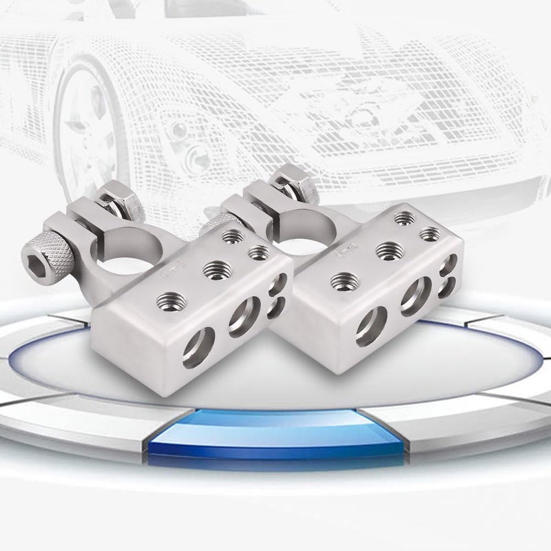 comfrt Battery Terminal, Positive Negative Battery Terminal Clamp Clips Connector with Protection Cover for 0/1 2 4 8 AWG Gauge(Silver) - Image 4