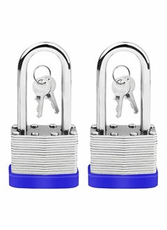 Generic Long Shackle Pad Lock, 2 Pack Steel Pad Lock Padlock with Keys Heavy Duty Laminated Steel Key Pad Lock Secure Safety Tool for Home Garden Garage Fence Shed Indoor Outdoor  - Image 1
