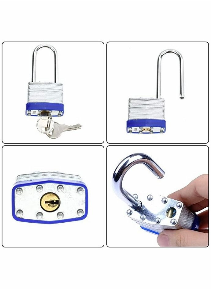 Long Shackle Pad Lock, 2 Pack Steel Pad Lock Padlock with Keys Heavy Duty Laminated Steel Key Pad Lock Secure Safety Tool for Home Garden Garage Fence Shed Indoor Outdoor - Image 3