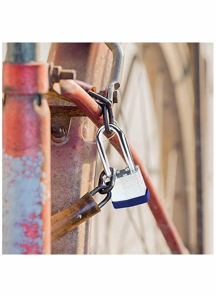 Long Shackle Pad Lock, 2 Pack Steel Pad Lock Padlock with Keys Heavy Duty Laminated Steel Key Pad Lock Secure Safety Tool for Home Garden Garage Fence Shed Indoor Outdoor - Image 5