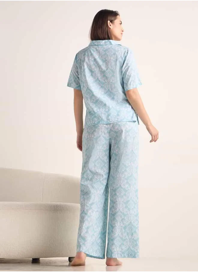فاف Printed Short Sleeves Top and Pyjama Set