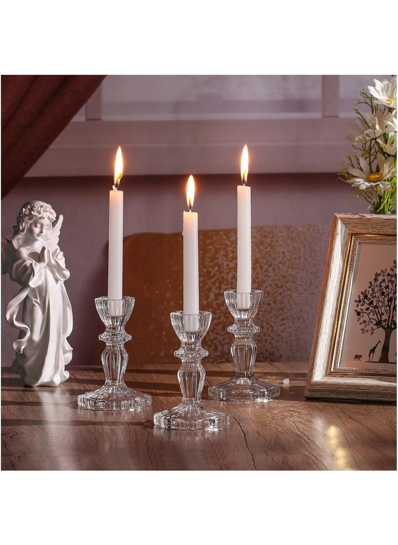Generic Glass Candlestick Holders 11 cm Taper Candle Holders Clear Glass Candle Holders for Wedding Festival, Party & Festival Decor  - Image 5