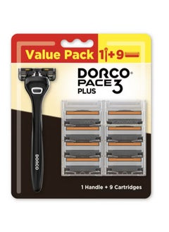 DORCO Dorco Pace3 Plus Men Value Pack 1 Handle + 9 Catridges 