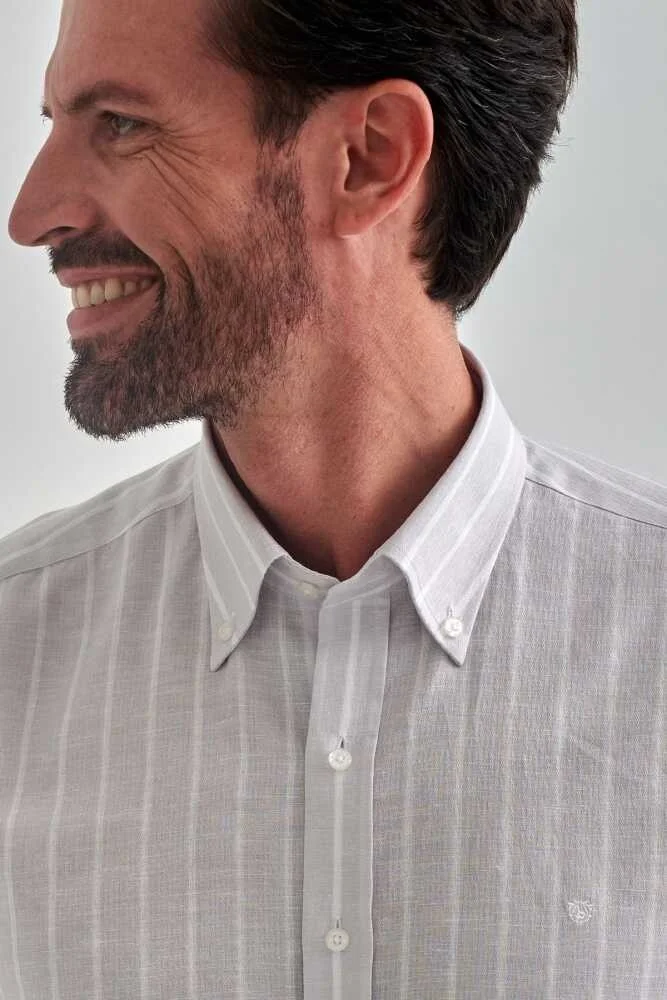 Bisse Men's Regular Fit Striped Long Sleeve Sports Shirt GRAY GM22Y221040_C55