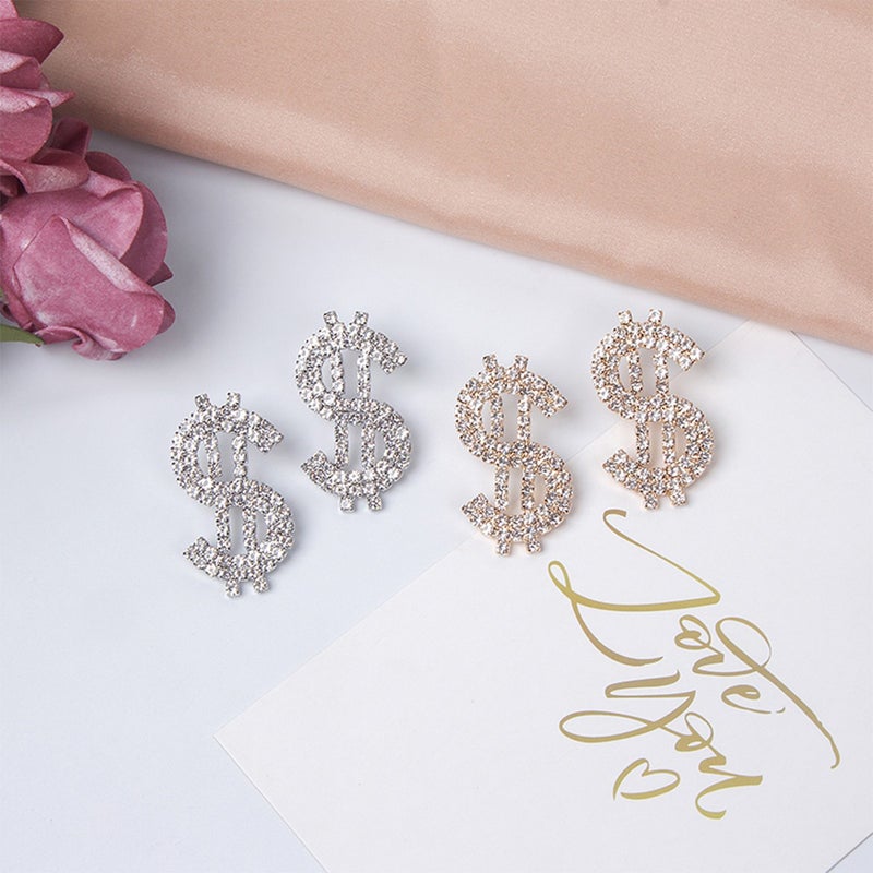 BP Tattoo Zircon Stone Dollar Earrings Modern Women's Earrings Silver  - Image 2