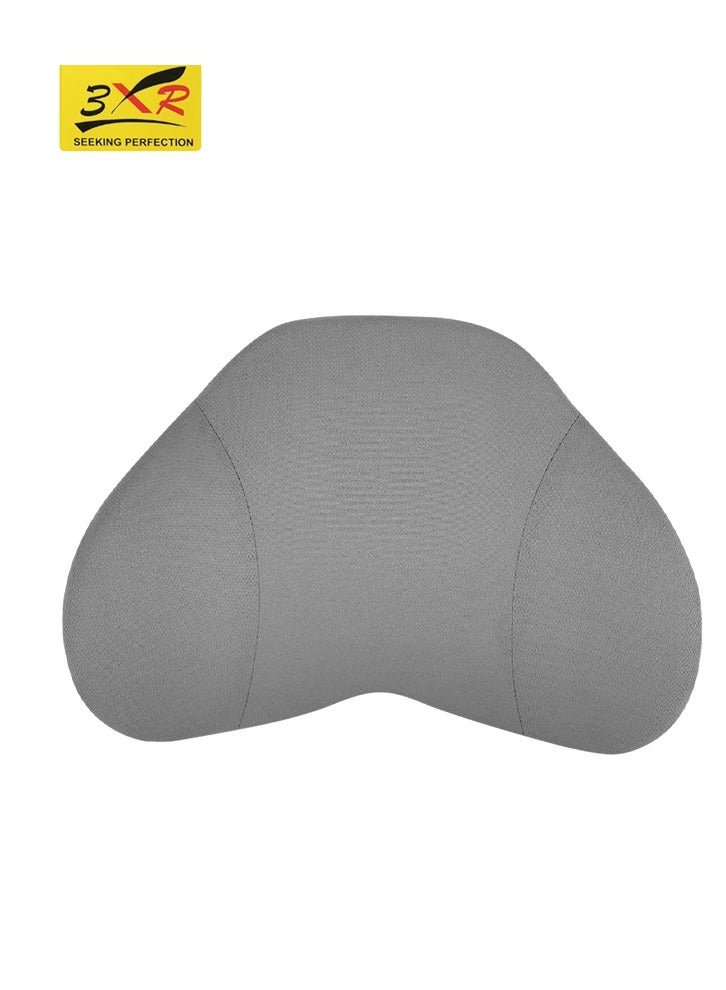 3 اكس ار وسادة دعم قطنية مريحة من إسفنج الذاكرة باللون الرمادي 3XR لمقعد السيارة والكرسي المكتبي والمنزل والسفر وسادة ظهر تقويمية لتخفيف آلام أسفل الظهر وتصحيح وضعية عرق النسا مع غطاء قابل للغسل وقابل للتهوية - Image 1