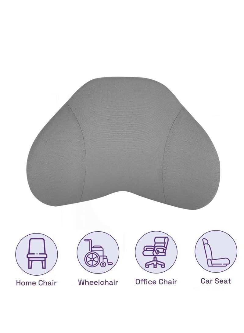 3 اكس ار وسادة دعم قطنية مريحة من إسفنج الذاكرة باللون الرمادي 3XR لمقعد السيارة والكرسي المكتبي والمنزل والسفر وسادة ظهر تقويمية لتخفيف آلام أسفل الظهر وتصحيح وضعية عرق النسا مع غطاء قابل للغسل وقابل للتهوية - Image 4